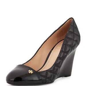 Tory Burch Claremont Black Quilted Wedge Pumps